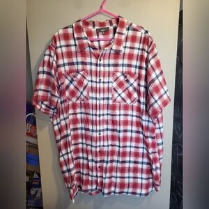 Mountain Ridge Red Plaid Button-Down Shirt, Size 4XL